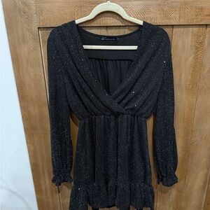 Elegant Black Glitter Dress